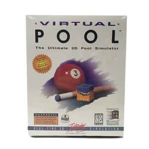Virtual Pool 3D PC CD ROM Windows 95 Big Box 1996 Interplay Computer Sealed New - Picture 1 of 8