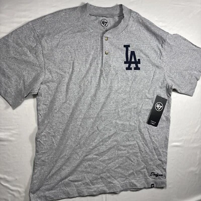 LA Dodgers  Shirt Mens XL Gray '47 Brand Baseball Henley $80 - Image 1 of 4