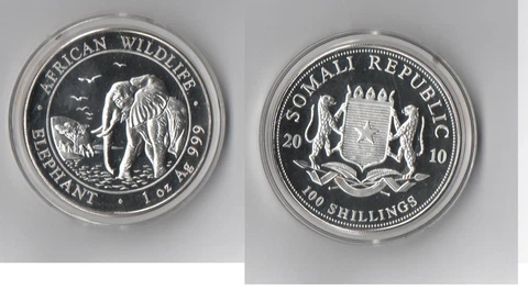Somalia - 100 Shillings 2010 Proof Fauna of Africa - African elephant silver Cover