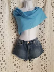 Volcom Brand Jeans Micro Fit Women's Blue Denim Cutoff Shorts Size 25 - Picture 1 of 12