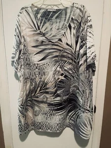 Camiseta Catherines Talla 3X Cuello en V Cachemira Tachonada Top Túnica 100% Manga Corta - Imagen 1 de 7