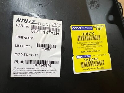 Par de guardabarros de acero imprimado para conductor y pasajero Fit Cadillac XTS 2013-2017 Foto 1 de 3