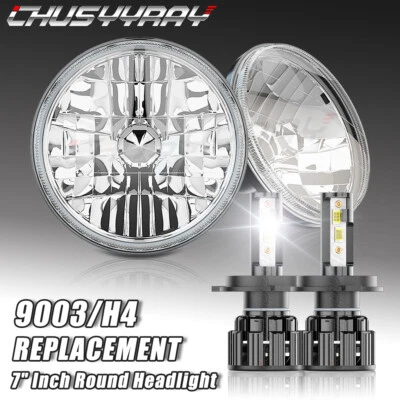 Kit de conversión de faros LED redondos de 7" para Ford F150 1975-1979 haz alto y bajo H4 Foto 1 de 4