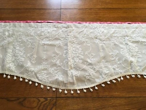 Country Curtains beige and white with Pom poms 60x 18 valance - Picture 1 of 7