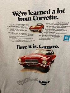Camaro Mens T shirt White SZ M..1971 Ad Graphic..Chevrolet..GM Licensed READ - Picture 1 of 6