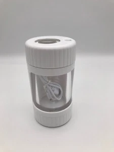 WHITE Manual Spice Herb Grinder with Light-Up Storage Jar / Magnifying Lid USB - Picture 1 of 6