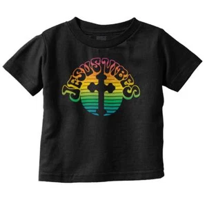 Christian Faith Rainbow Cross Jesus Vibes Toddler Boy Girl Youth T Shirt Tee - Picture 1 of 6