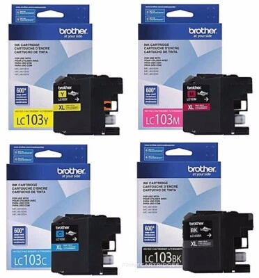 Juego de tinta original Brother LC103 negro, cian, magenta, amarillo LC103XL Foto 1 de 3