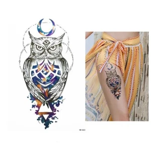 Temporäres Tattoo Uhu Eule Bunt Design Klebetattoo - Bild 1 von 3
