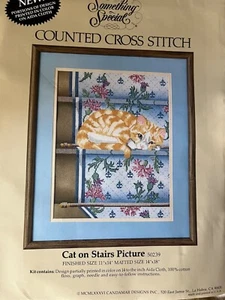 Something Special Counted Cross Stitch Kit “Cat On Stairs Picture” New Opened - Picture 1 of 4