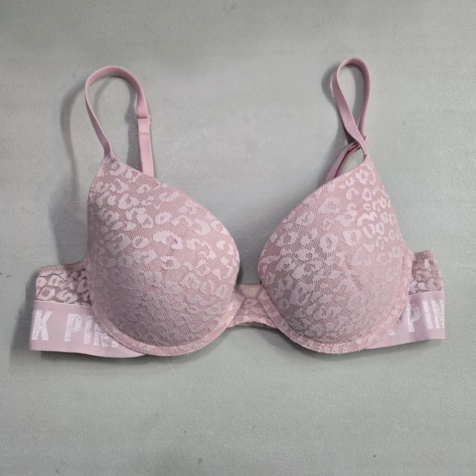Sujetador Victoria's Secret ROSA Mujer 34B Rosa Animal Wear Everywhere Push Up LEER Foto 1 de 4