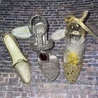3 High Heel Shoes Christmas Tree Ornaments Silver /gold Jeweled glittered