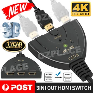 HDMI 4K Switch 3 In 1 out Switcher Selector Splitter Hub for 1080p HDTV - Picture 1 of 10