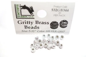 Gritty Brass Beads Ø 3,8mm Hareline 20 St. Texturierte Messing Beads SILVER GRIT - Bild 1 von 2