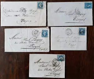 ( Lot n°67)TIMBRES FRANCAIS -LOT DE 5 ENVELOPPES OU LETTRES NAPOLEON III-TROYES - Foto 1 di 11