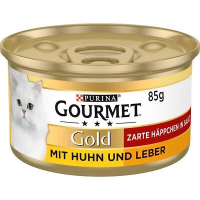 PURINA Gold Zarte Häppchen in Sauce Katzenfutter nass mit Huhn und Leber 12er... - Bild 1 von 4