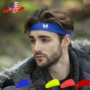 Mens Women Sweat Sweatband Headband Yoga Gym Running Stretch Sports Head Band - Picture 1 of 15