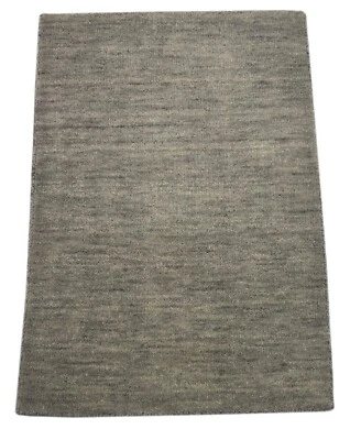 Tappeto Intrecciato 60x90cm Argento Moderno Tappeto In Lana Fatto A Mano D710 - Immagine 1 di 4