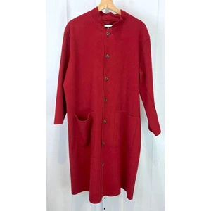 ESKANDAR M/L Talla 1 Fieltro Lana Cachemira Plumero Chaqueta Abrigo Abotonado Inglaterra Rojo - Imagen 1 de 10