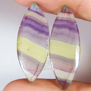 Natural Fluorite Pair Marquise Cabochon Loose Gemstone 26.65 Cts 11x28x3 mm JK24 - Picture 1 of 6