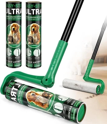 10 rodillos de pelusa grandes para pelo de mascotas extra pegajoso, mango largo piso pegajoso rollo... Foto 1 de 4