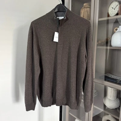 Gran Sasso Lupo Quarter Zip Cashmere Blend Brown Sweater 60 NEW 1/2 Zip Pullover - Image 1 of 4