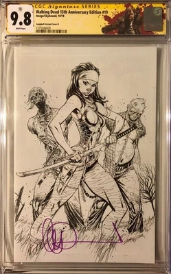 Walking Dead 19 15th Anniversary Campbell Variant D SS CGC 9.8 Virgin Sketch JSC - Image 1 of 2