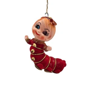 Vintage 1960s Anthropomorphic Pixie Bug Caterpillar Christmas Ornament - Picture 1 of 9