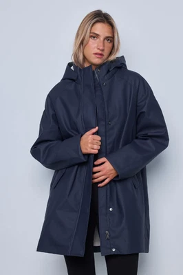 Women's Oversized Fleece Lined Long Length Water Repellent Lightweight Raincoat - Image 1 of 4