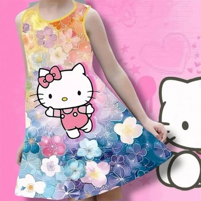 女孩 7 - 8 岁礼服睡衣掩盖 Hello Kitty 背心柔软旅行者 — 第 1/4 张图片