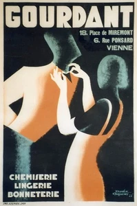 "CHEMISERIE GOURDANT" Affiche orig. entoilée Litho Doudou FRAPOTAT 1933 86x126cm - Imagen 1 de 1