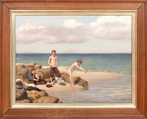 Großer nackter Badegäste HENRY SCOTT TUKE (1858-1929) Anfang 20. Jahrhundert Newlyn Schule - Bild 1 von 15
