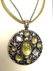 Lia Sophia Multi Colored and Shape Pendant Necklace On Chain and Leather Cords - Picture 1 of 6