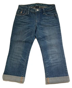 GapKids Girls Cropped Roll Cuff Denim Capri Jeans Sz 8 Reg - Picture 1 of 4