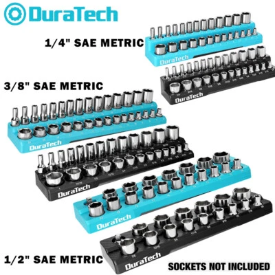 DURATECH 2PCS 3/8"/1/4"/1/2" Magnetic Socket Organizer Socket Holders SAE Metric - Image 1 of 4