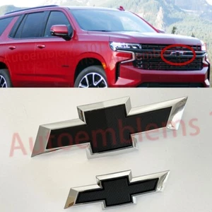 Fit 2021-2024 Suburban Tahoe 2 piezas emblemas de pajarita cromados negros - Imagen 1 de 4