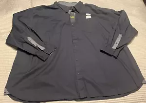 LEE Stretch Active Comfort Black Button Down Long Sleeve Shirt Big Tall Size 6XB - Picture 1 of 4