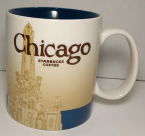 Tazza tazza caffè Starbucks 16 oz CHICAGO 2009 serie da collezione blu interno - Foto 1 di 10