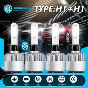 4pcs H1 LED Headlight Bulbs Combo Kit High Low Beam 6000K 100000LM Bright White - Foto 1 di 12