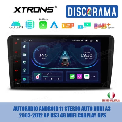 AUTORADIO ANDROID 11 STEREO AUTO AUDI A3 2003-2012 8P RS3 4G WIFI CARPLAY GPS - Immagine 1 di 4