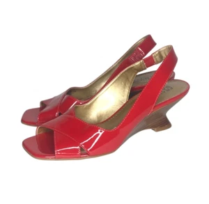 Franco Sarto Rojo Charol Tacones Cordones Punta abierta Mujer 10M Entrecruzado - Imagen 1 de 14