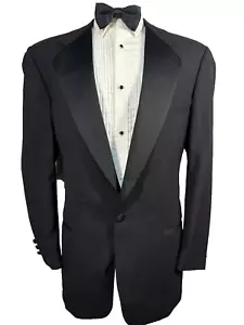 PERRY ELLIS Mens Black FORMAL TUXEDO Wool TUX Suit Sport Coat Blazer Jacket 40L - Picture 1 of 9