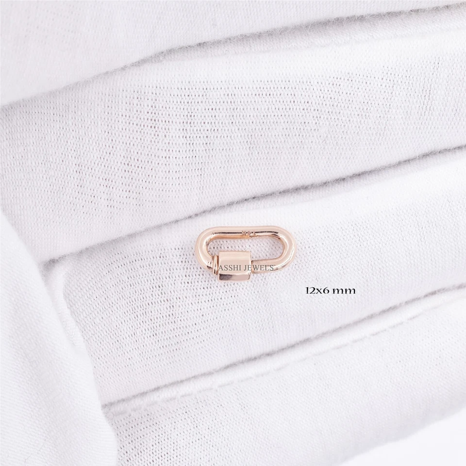 14K Rose Gold Screw Carabiner Lock, 12mm Lock, Oval Carabiner Lock Jewelry - Image 1 of 1