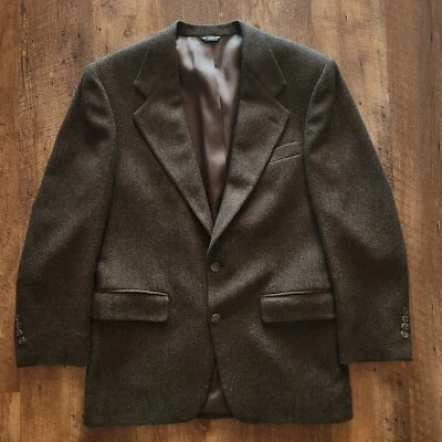 Bill Blass 42L Marrón Traje Chaqueta Blazer Hecho en Unión EE. UU. 100% Lana Pura Abrigo Deportivo Foto 1 de 4
