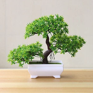 Artificial Bbonsai Pine Tree with Pot Fake Green Plants Desk Home Decor 7 Color - Picture 1 of 11