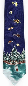 Fly Fishing Lures Men's Necktie Fish Fisherman Sports Gift Blue Neck Tie - Picture 1 of 4
