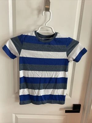 Cat & Jack - Short Sleeve Striped Tee - Blue - Boys Size M (8-10) - Image 1 of 4