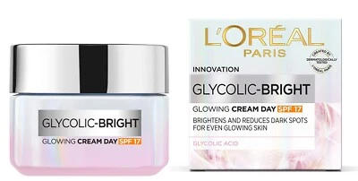 50ml. Loreal Paris Innovation Glycolic Bright Glowing Cream Day Brightens SPF17 - Image 1 of 4