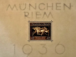 1936 GERMANY DEUTSCHES REICH 'BROWN BANDS' MINISHEET 42 Pfg. MINT NO GUM - Picture 1 of 3