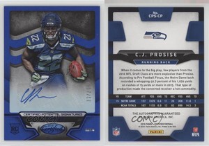 2016 Certified Potential Signatures Mirror Blue /50 CJ Prosise Rookie Auto RC